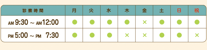 診察時間 / 獣医師担当勤務表